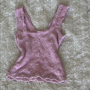 Free People Pink Ribbed Sleeveless Tank Top